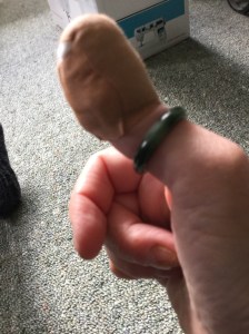 I slice the potatoes and leeks on my mandolin. If you do that, try not to do this!